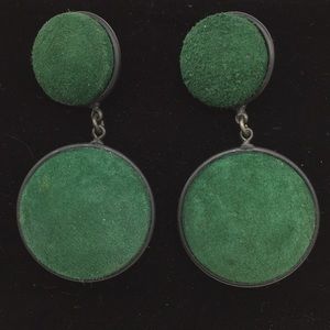 Hunter Green Suede Pierced Earrings